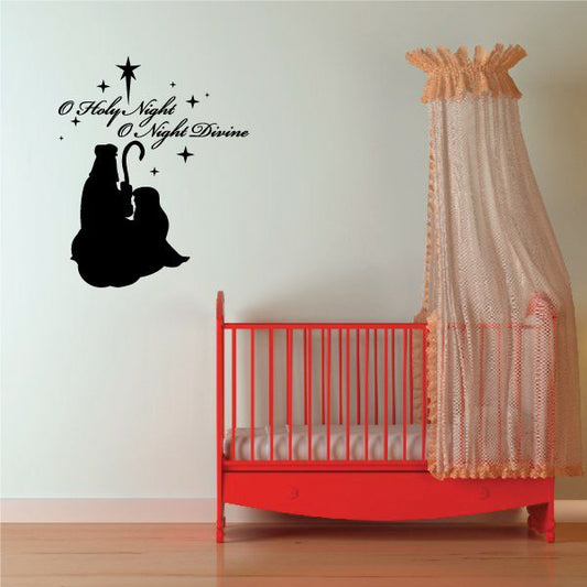 Image of O Holy Night Quote with Nativity Decal