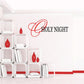 Red O Holy Night calligraphic wall decal with ornate script and curving lines
