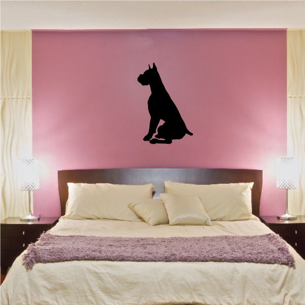 Boxer dog decal with black standing silhouette