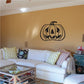 Oblong jack-o-lantern decal, black pumpkin outline with carved face