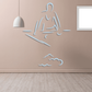 Billiard player wall decal with blue outline, cue stick and table scene