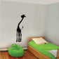 Giraffe wall decal, black silhouette with head raised and small horns