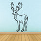 Moose decal of standing antlered animal in black outline