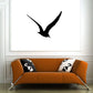 Black seagull wall decal with wings spread