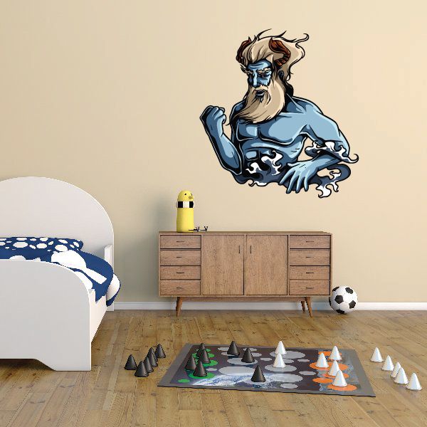 Oceanus sticker of a blue sea-dragon illustration with white sea foam details