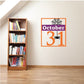 Hanging spider decal with web and spider, October 31 text in orange and purple