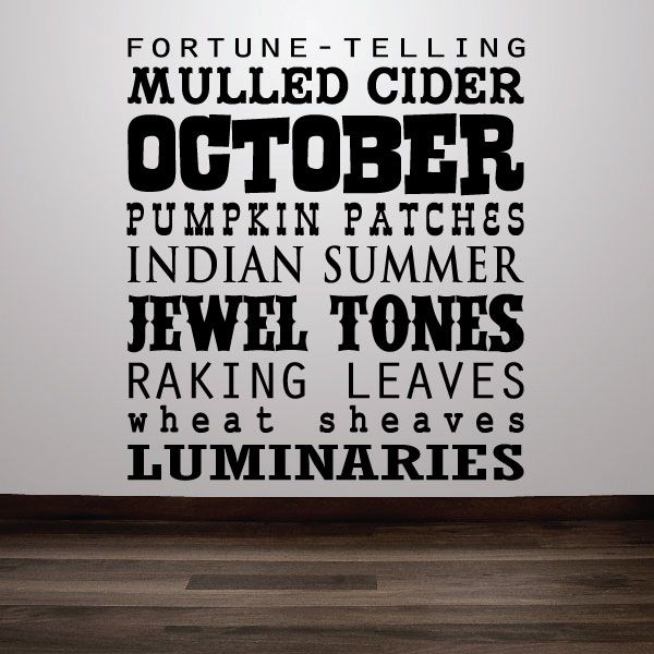 Image of October Word Collage Wall Decal