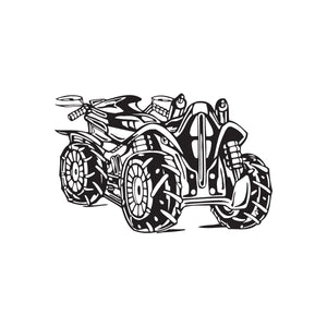 Vinyl wall decal featuring a black offroad ATV graphic with bold white outlines