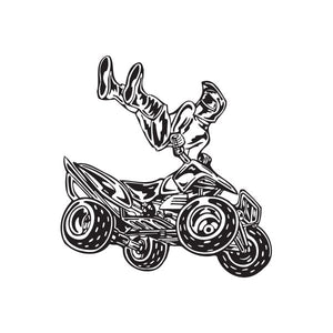 Offroad ATV vinyl wall decal with black-and-white line art illustration