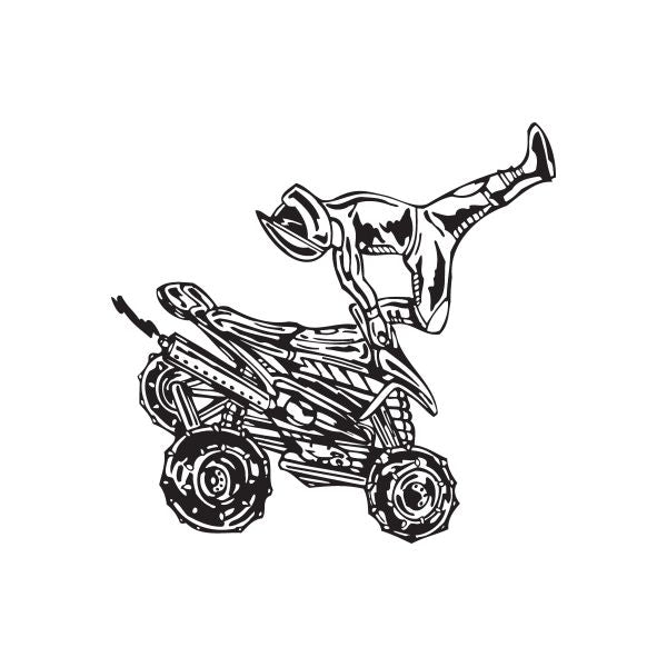Black offroad ATV vinyl wall decal with detailed engine and rider