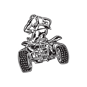 Offroad ATV vinyl wall decal, black line art of a quad bike with engine details