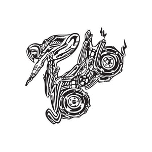 Vinyl offroad ATV wall decal with black line-art engine and wheels