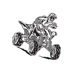 Offroad ATV wall decal with black line-art quad bike illustration