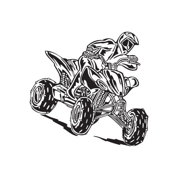 Offroad ATV wall decal with black line-art quad bike illustration
