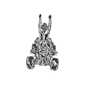 ATV wall decal showing a stylized off-road quad in black outline
