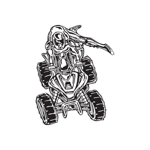 Offroad ATV wall decal with black-and-white outline of an ATV rider