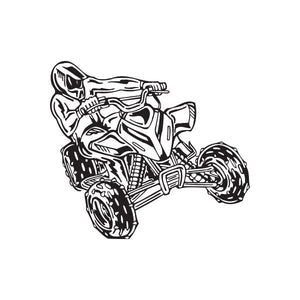 ATV wall decal vinyl with black line-art offroad quad design