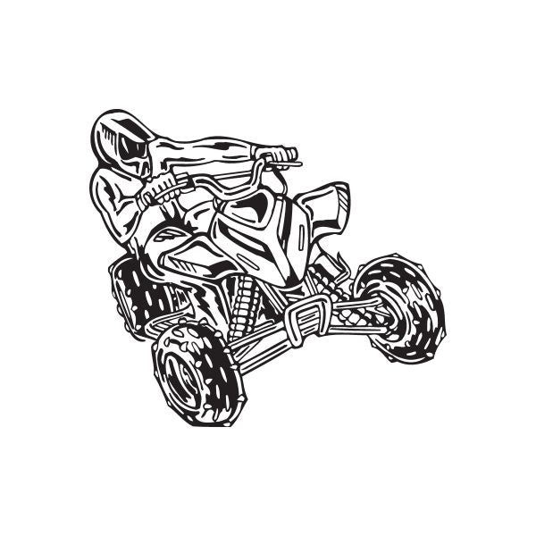 ATV wall decal vinyl with black line-art offroad quad design