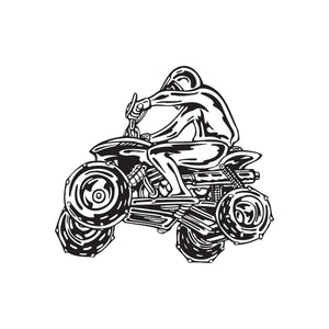 Offroad ATV vinyl wall decal with black line-art of a quad bike
