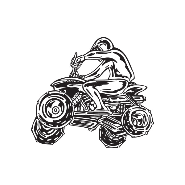 Offroad ATV vinyl wall decal with black line-art of a quad bike