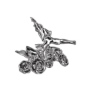 Vinyl ATV wall decal with black off-road quad bike graphic outline