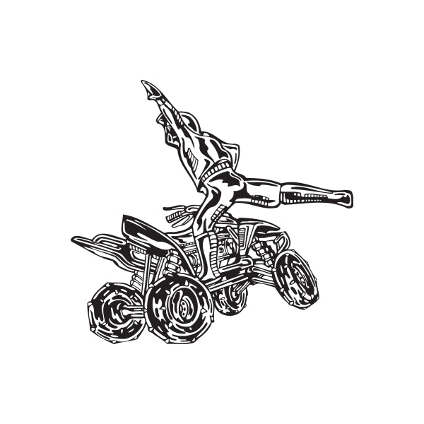 Vinyl ATV wall decal with black off-road quad bike graphic outline