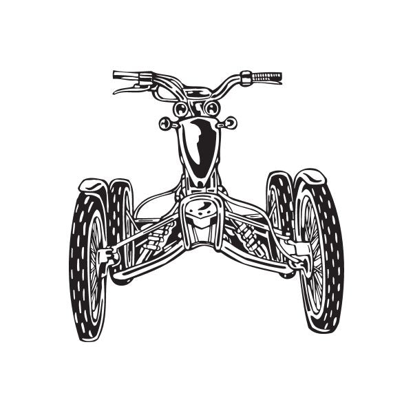 Offroad ATV wall decal showing a black-outlined quad bike front view with handlebars