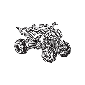 Offroad ATV wall decal, black line art of four-wheeled vehicle