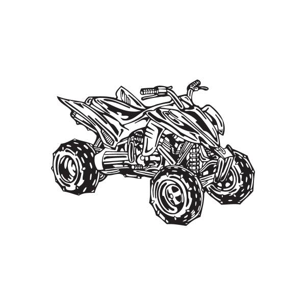 Offroad ATV wall decal, black line art of four-wheeled vehicle