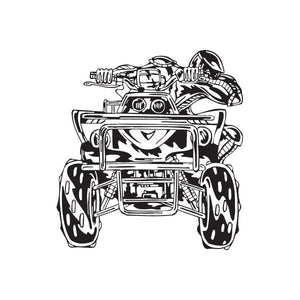 Offroad ATV wall decal vinyl in black and white, stylized monster truck design