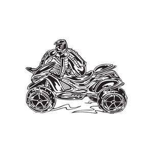 Offroad ATV wall decal featuring black line art of an ATV