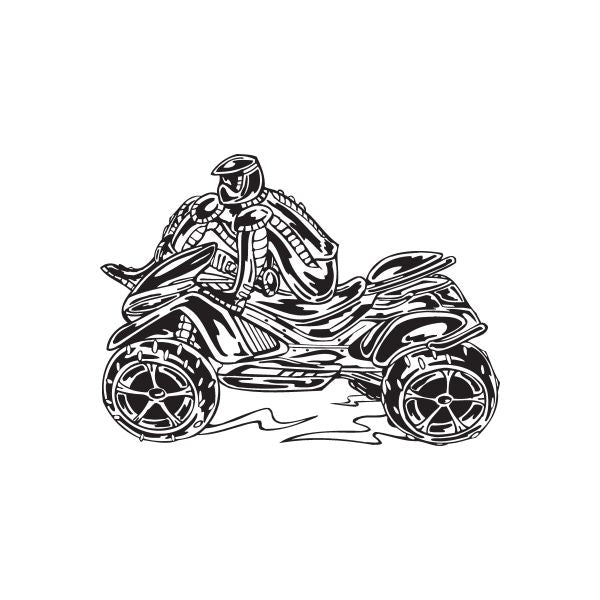 Offroad ATV wall decal featuring black line art of an ATV