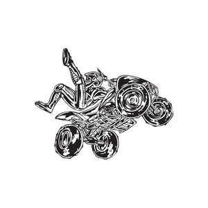Offroad ATV wall decal vinyl sticker, black outline of quad bike