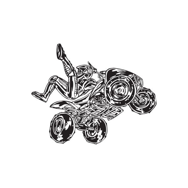 Offroad ATV wall decal vinyl sticker, black outline of quad bike