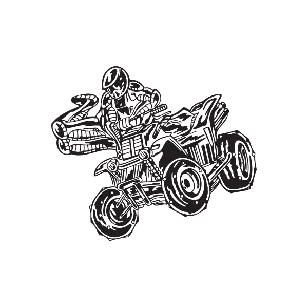 Black line-art offroad ATV vinyl wall decal