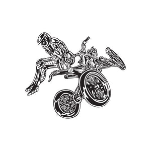 Offroad ATV wall decal, black line-art vinyl sticker of an ATV
