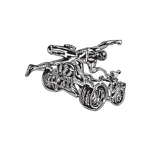 Offroad ATV vinyl wall decal, black line art of a quad bike.