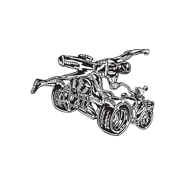 Offroad ATV vinyl wall decal, black line art of a quad bike.