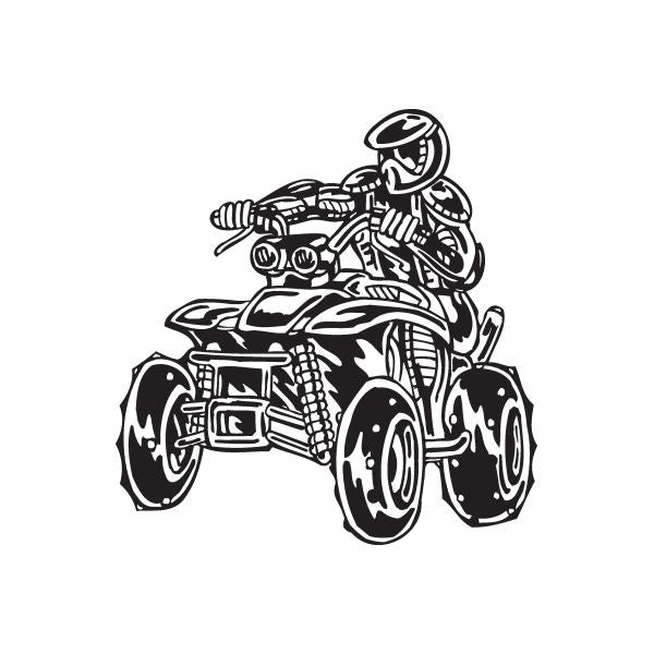 ATV wall decal featuring black-and-white line art off-road vehicle