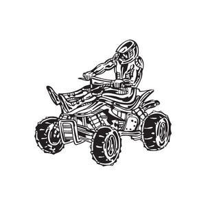 Offroad ATV vinyl wall decal with black outline of rider on all-terrain quad