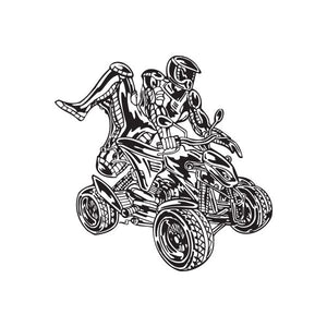 Black vinyl offroad ATV wall decal featuring rider on quad bike