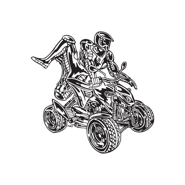 Black vinyl offroad ATV wall decal featuring rider on quad bike