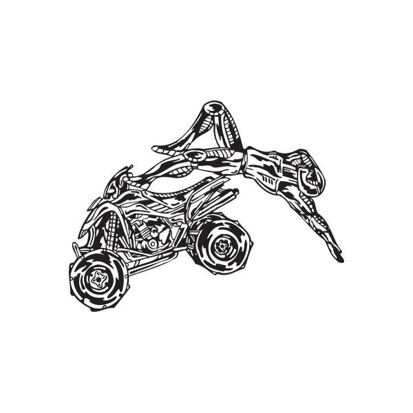 ATV wall decal vinyl sticker with black line-art off-road quad graphic