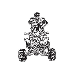 Offroad ATV wall decal, black line-art quad bike and rider graphic