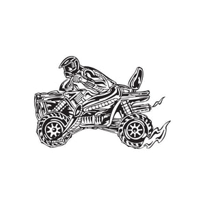 ATV wall decal featuring a black-and-white offroad vehicle illustration