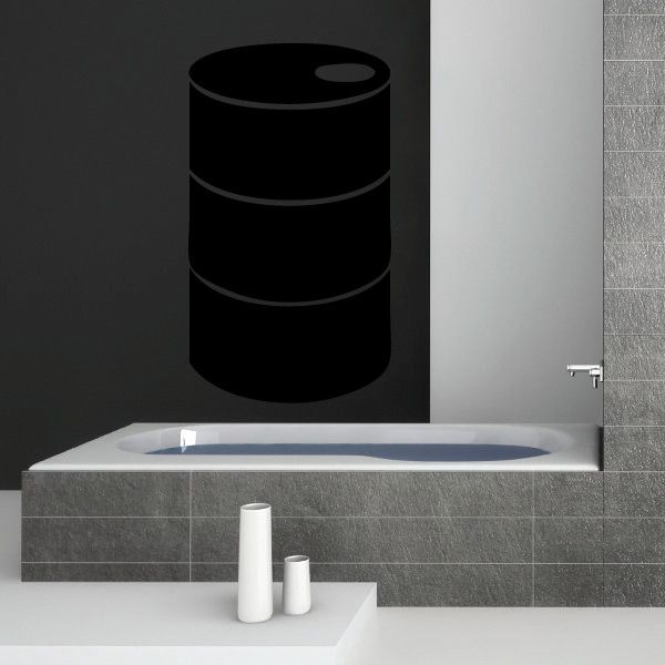 Black oil barrel wall decal with circular barrel details
