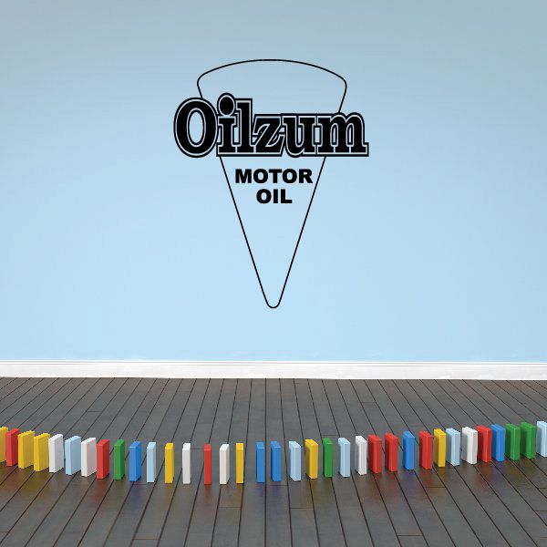 Oilzum motor oil decal with triangular logo reading Oilzum and MOTOR OIL