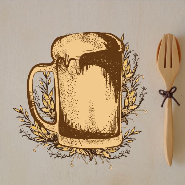 Idcolor007 Oktoberfest wall decal: frothy beer mug with wheat wreath