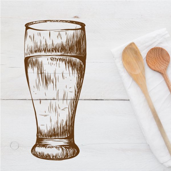 Oktoberfest beer mug vinyl wall decal, brown outline