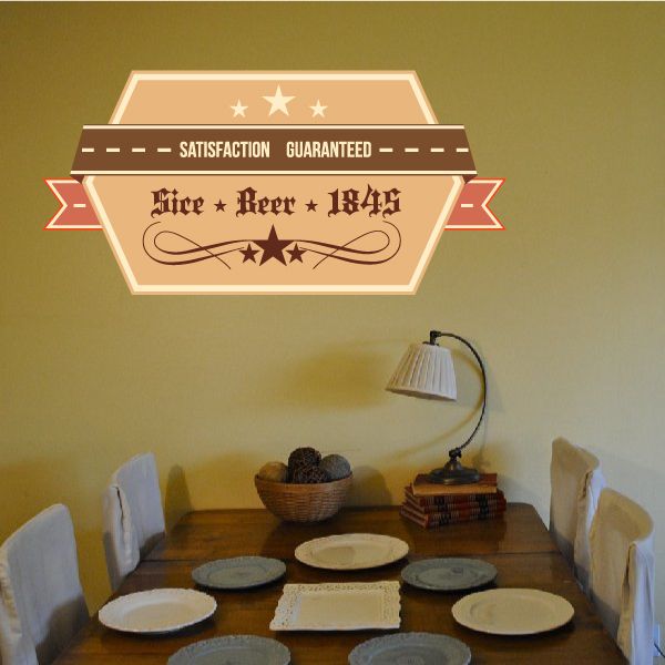 Vinyl wall decal banner with 'Fire Beer 1945' and ribbon stars